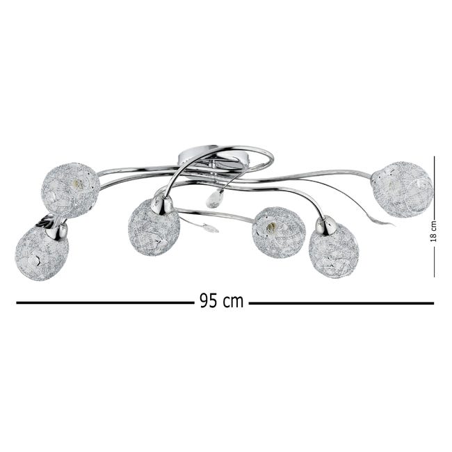 Lampa sufitowa Orlean srebrna 6 x E14 Alfa