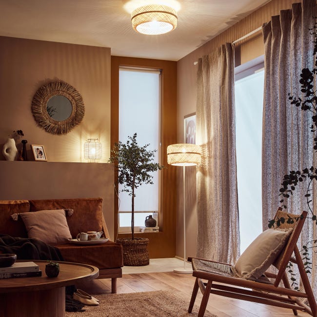Lampa sufitowa Palanga biała bambus E27 Inspire