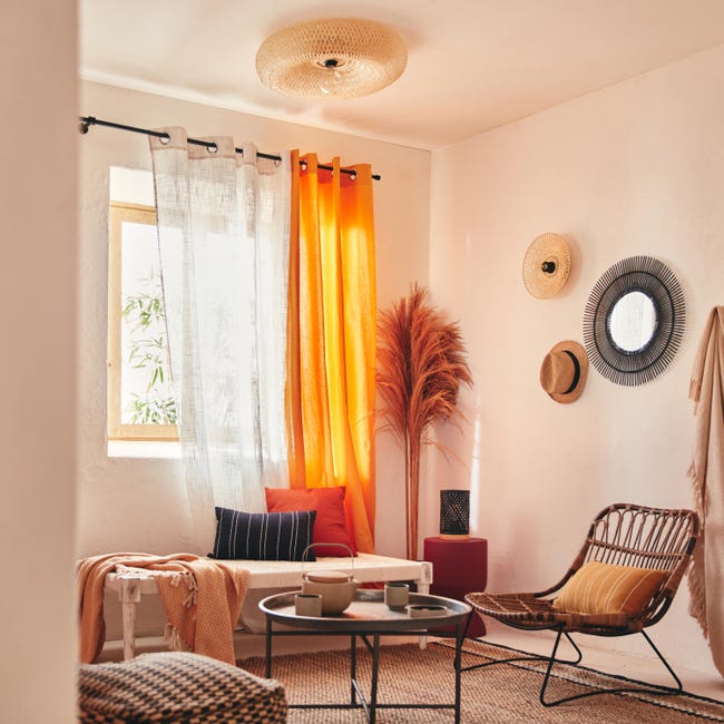 Lampa sufitowa Sibu czarna bambus E27 Inspire