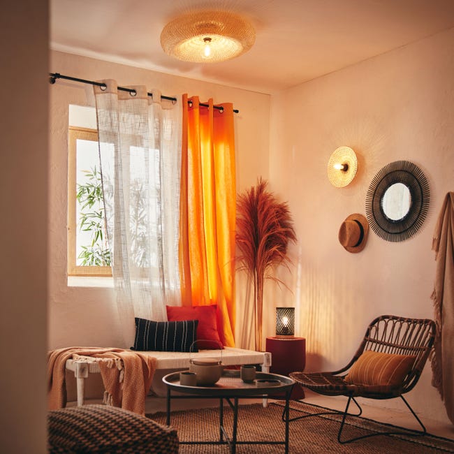 Lampa sufitowa Sibu czarna bambus E27 Inspire