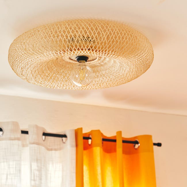 Lampa sufitowa Sibu czarna bambus E27 Inspire