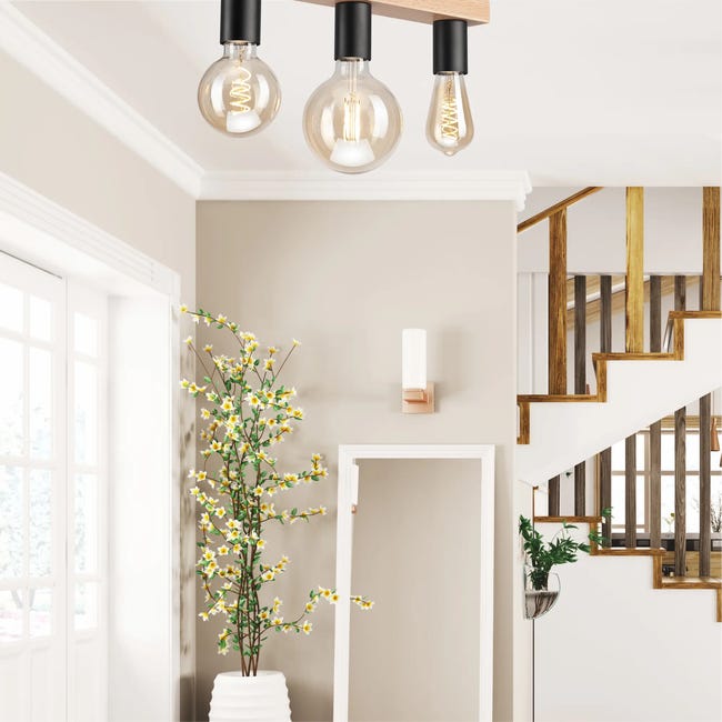 Lampa sufitowa Vito Oak dąb 3 x E27 Lamkur