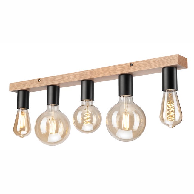 Lampa sufitowa Vito Oak dąb 5 x E27 Lamkur