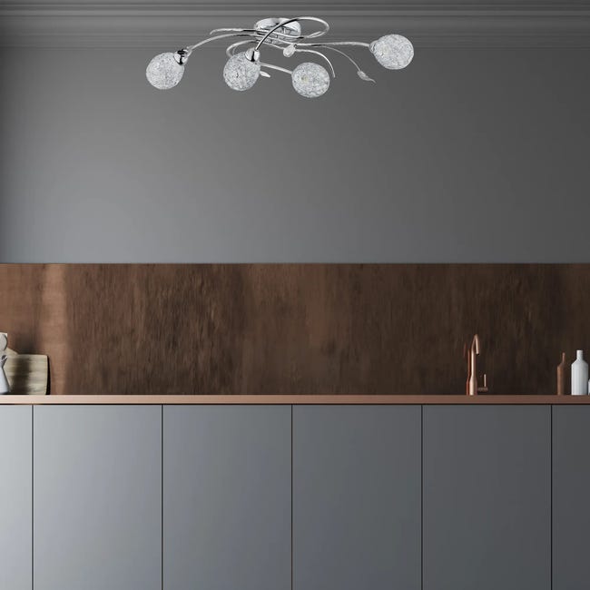 Lampa sufitowa srebrna 4 x E14 Alfa