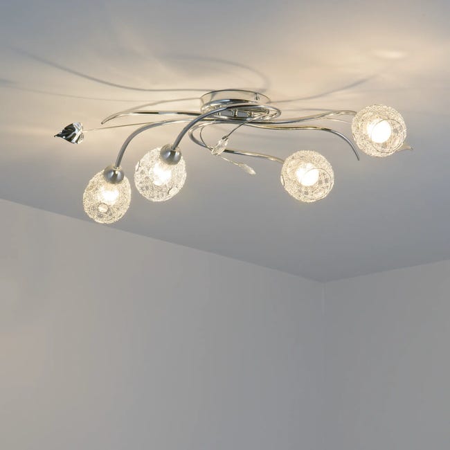 Lampa sufitowa srebrna 4 x E14 Alfa