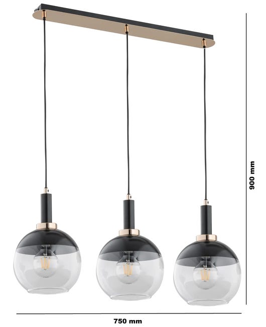 Lampa wisząca Adria czarna 3 x E27 Alfa