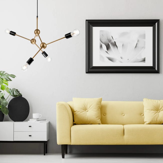 Lampa wisząca Alessia czarno-złota 4 x E27 Lamkur