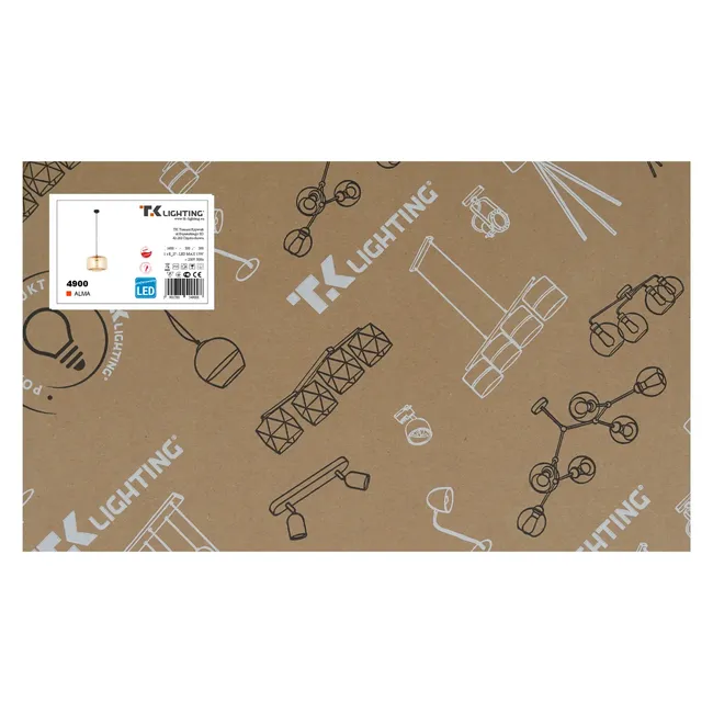 Lampa wisząca Alma brązowa E27 Tk Lighting