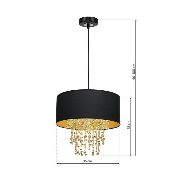 Lampa wisząca Almeria E27 czarno-złota Milagro