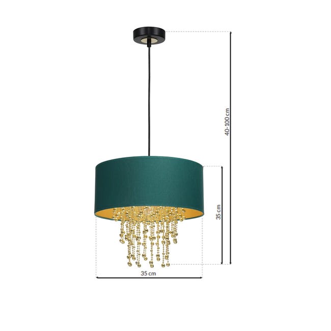 Lampa wisząca Almeria E27 zielono-złota Milagro