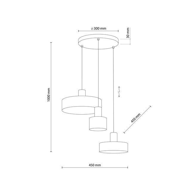 Lampa wisząca Alvaro czarno-złota 3 x E27 Tk Lighting