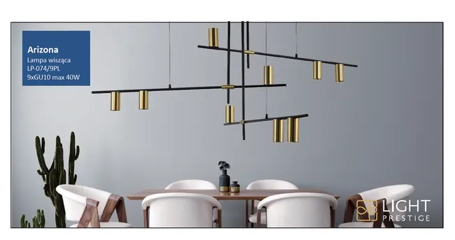 Lampa wisząca Arizona czarno-złota 9 x GU10 Light Prestige