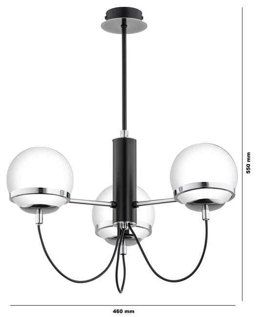 Lampa wisząca Auron czarna 3 x E14 Alfa
