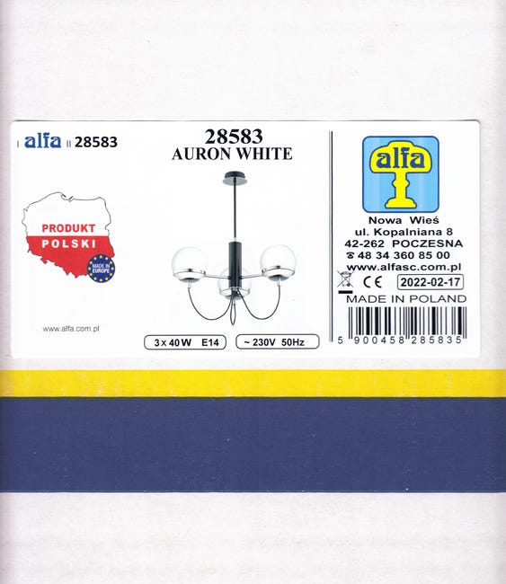 Lampa wisząca Auron czarna 3 x E14 Alfa