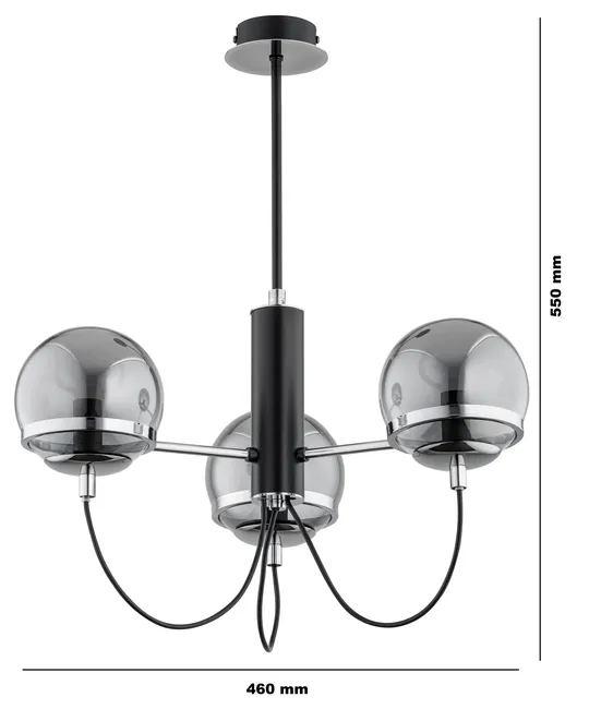 Lampa wisząca Auron srebrna 3 x E14 Alfa