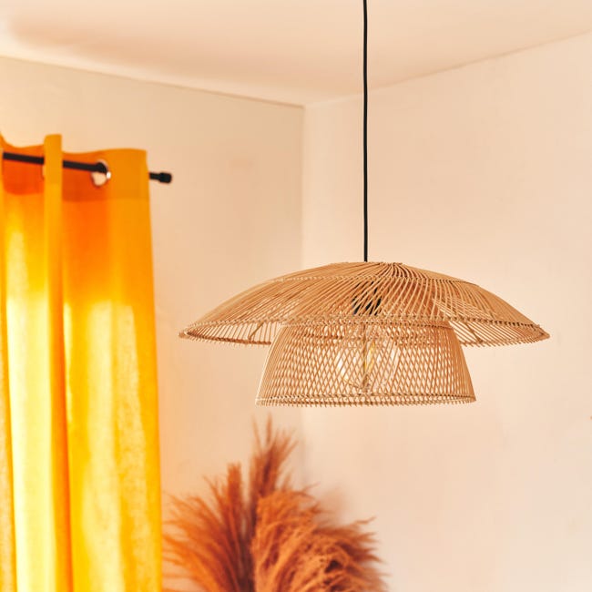 Lampa wisząca Banili czarna bambus E27 Inspire