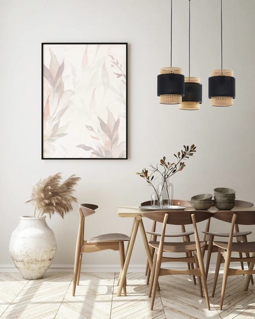 Lampa wisząca Boho czarna z rattanem 3 x E27 TK Lighting