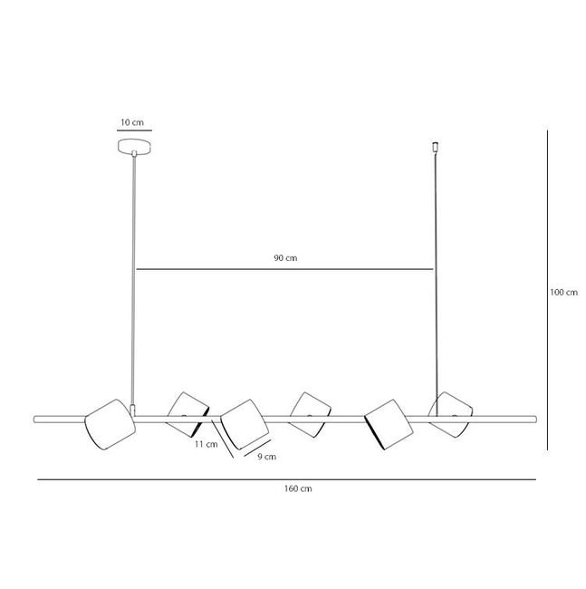Lampa wisząca Bot czarna 6 x AR111 Aldex