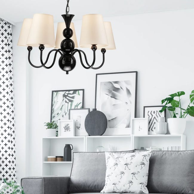Lampa wisząca Bouli czarna 5 x E27 Lamkur