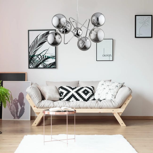 Lampa wisząca Cantara srebrna 6 x E14 Alfa