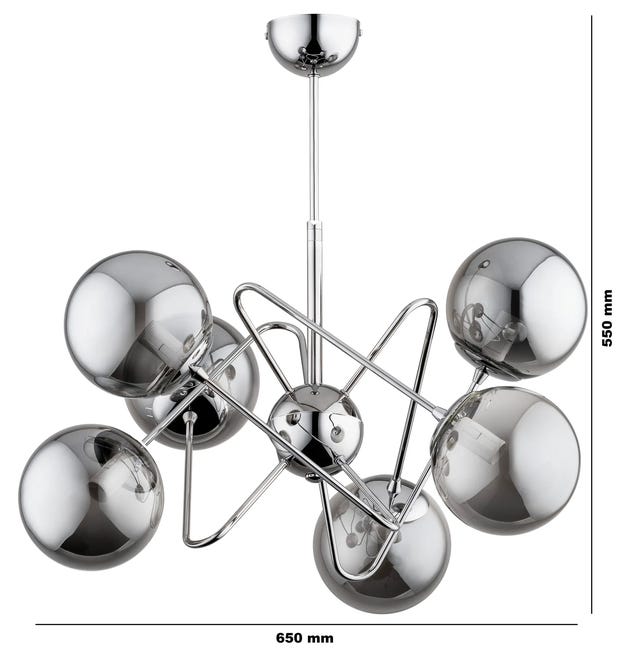 Lampa wisząca Cantara srebrna 6 x E14 Alfa