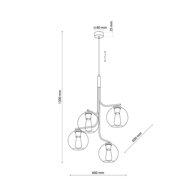 Lampa wisząca Cesar czarna 4 x E27 Tk Lighting