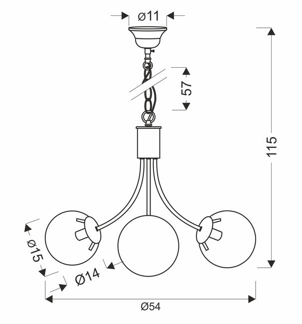 Lampa wisząca Dani mosiądz 3 x E14 Candellux