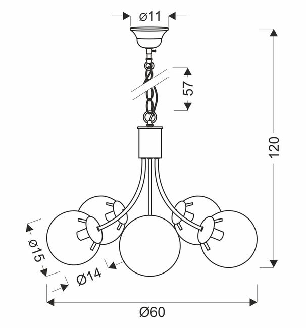Lampa wisząca Dani mosiądz 5 x E14 Candellux