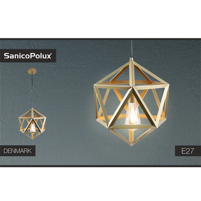 Lampa wisząca Denmark E27 złota Polux