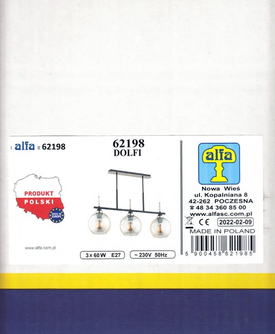 Lampa wisząca Dolfi złota 3 x E27 Alfa