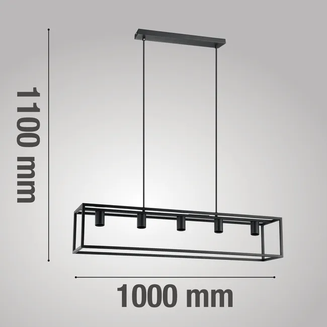 Lampa wisząca Eldrick czarna 5 x E27 Inspire