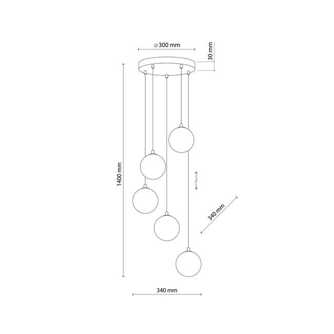 Lampa wisząca Elena szara 5 x G9 Tk Lighting