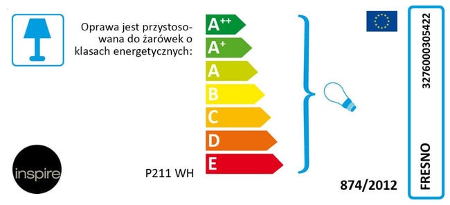 Lampa wisząca Fresno biała E27 Inspire