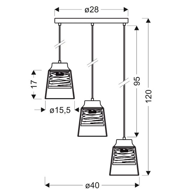 Lampa wisząca Fresno czarna 3 x E27 Candellux