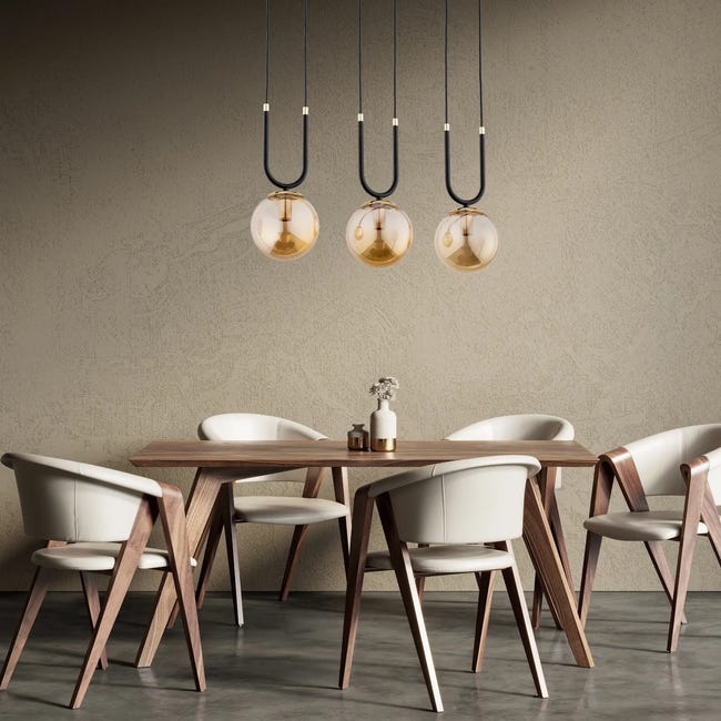 Lampa wisząca Gemma czarno-bursztynowa 3 x E27 Alfa