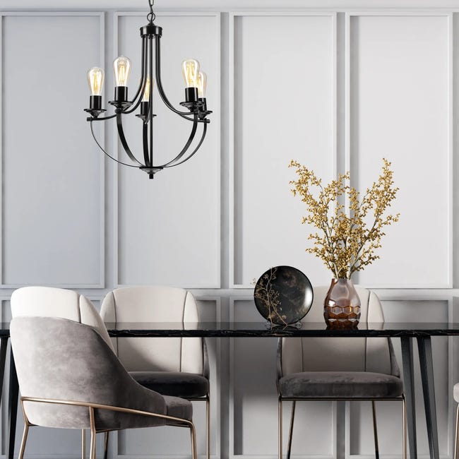 Lampa wisząca Gina czarna 5 x E27 Lamkur