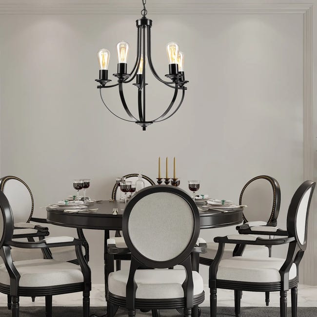 Lampa wisząca Gina czarna 5 x E27 Lamkur
