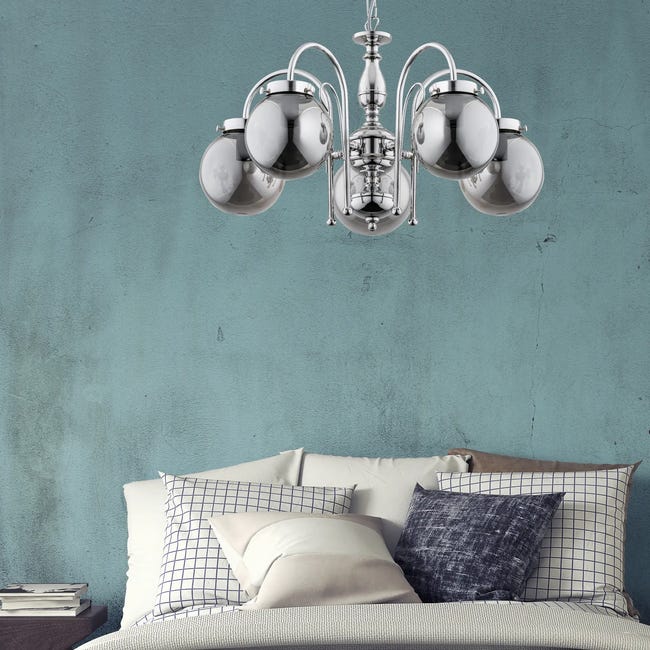 Lampa wisząca Hero srebrna 5 x E14 Alfa