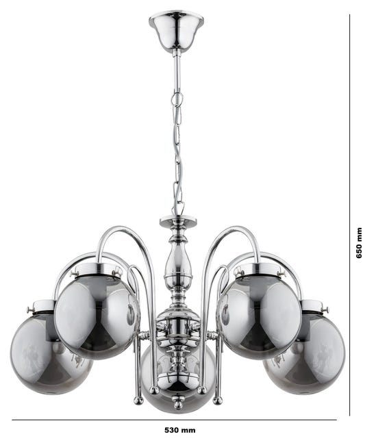 Lampa wisząca Hero srebrna 5 x E14 Alfa