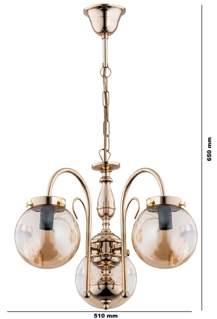 Lampa wisząca Hero złota 3 x E14 Alfa