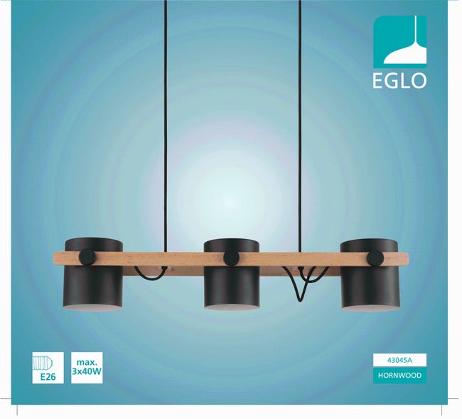 Lampa wisząca Hornwood czarna 3 x E27 Eglo
