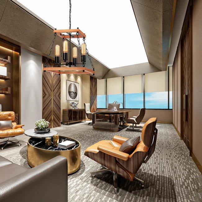 Lampa wisząca Jasper czarna z rustykalnym drewnem 4 x E27 Lamkur