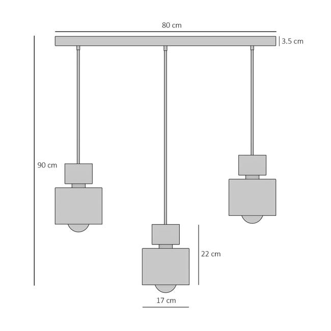 Lampa wisząca Kadm czarna 3 x E27 Aldex