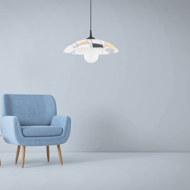 Lampa wisząca Krokus biało-czarna E27 Alfa
