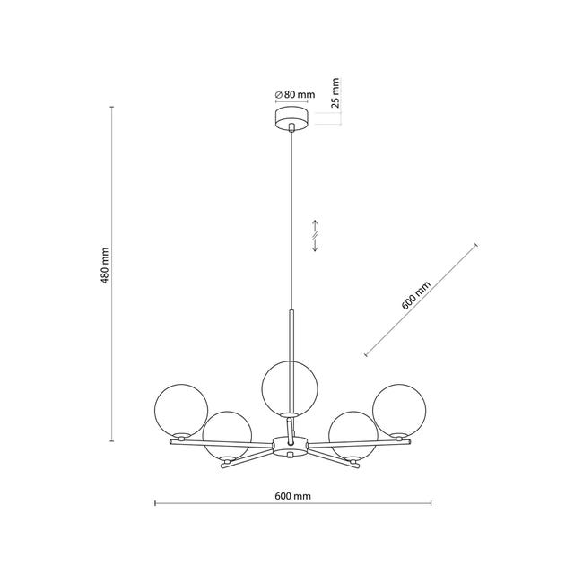 Lampa wisząca Lara czarna 5 x G9 Tk Lighting