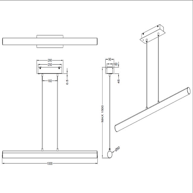 Lampa wisząca Leia srebrna 1000 lm LED Reality
