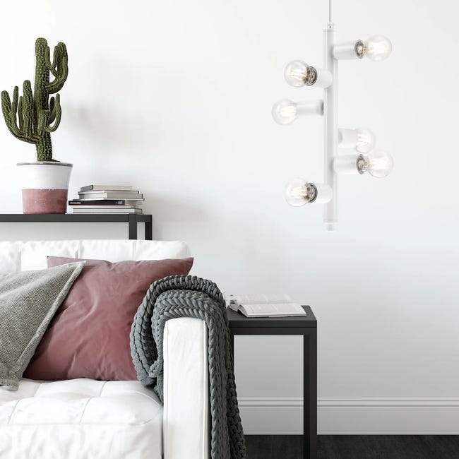 Lampa wisząca Lina biała 6 x E27 Lamkur