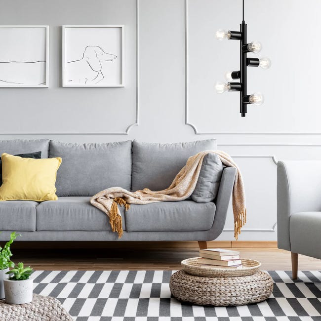 Lampa wisząca Lina czarna 6 x E27 Lamkur