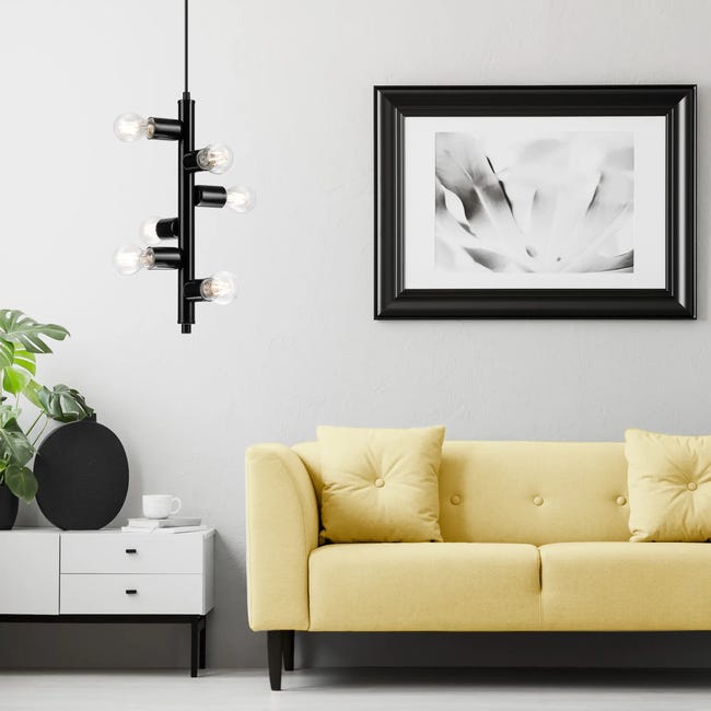 Lampa wisząca Lina czarna 6 x E27 Lamkur