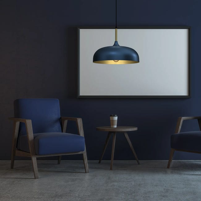 Lampa wisząca Lincoln niebieska E27 Milagro